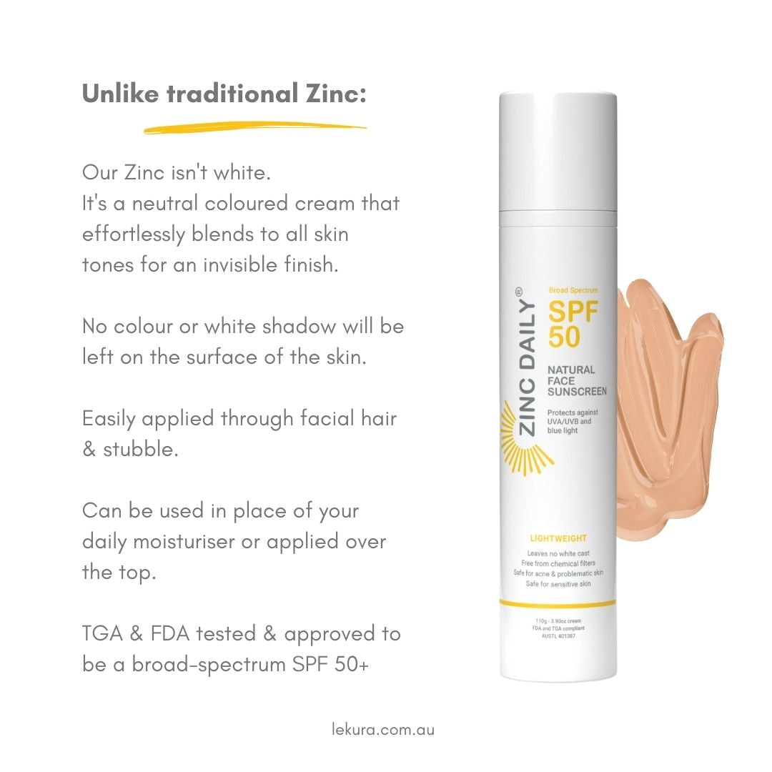 Zinc Daily SPF50 Natural Face Sunscreen